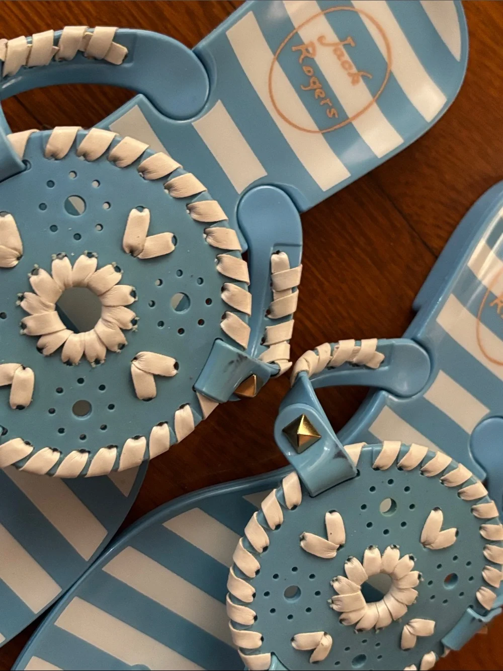 JACK ROGERS GEORGICA STRIPED JELLY SANDALS SANDALS